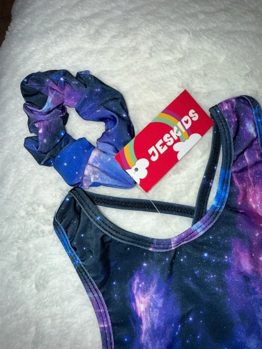 Kids Galaxy Print One-Piece Swim Suit - Blue Purple Size 6-7 Years